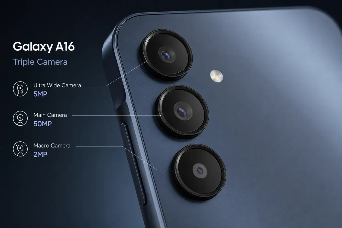 ماژول دوربین سه گانه گوشی سامسونگ Galaxy A16