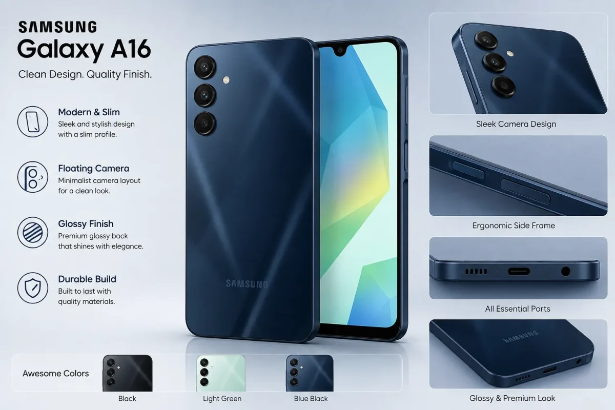 طراحی بدنه و پنل پشتی گوشی سامسونگ Galaxy A16