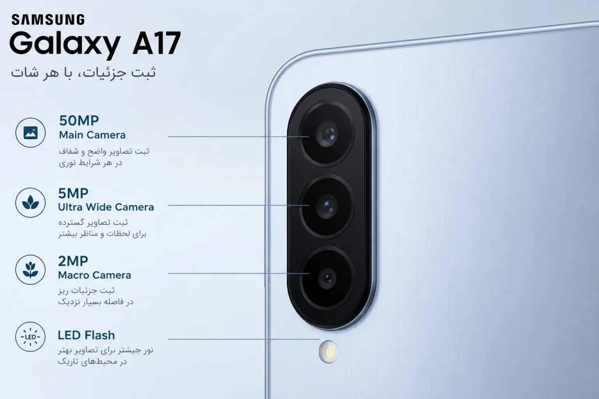 دوربین گوشی سامسونگ Galaxy A17