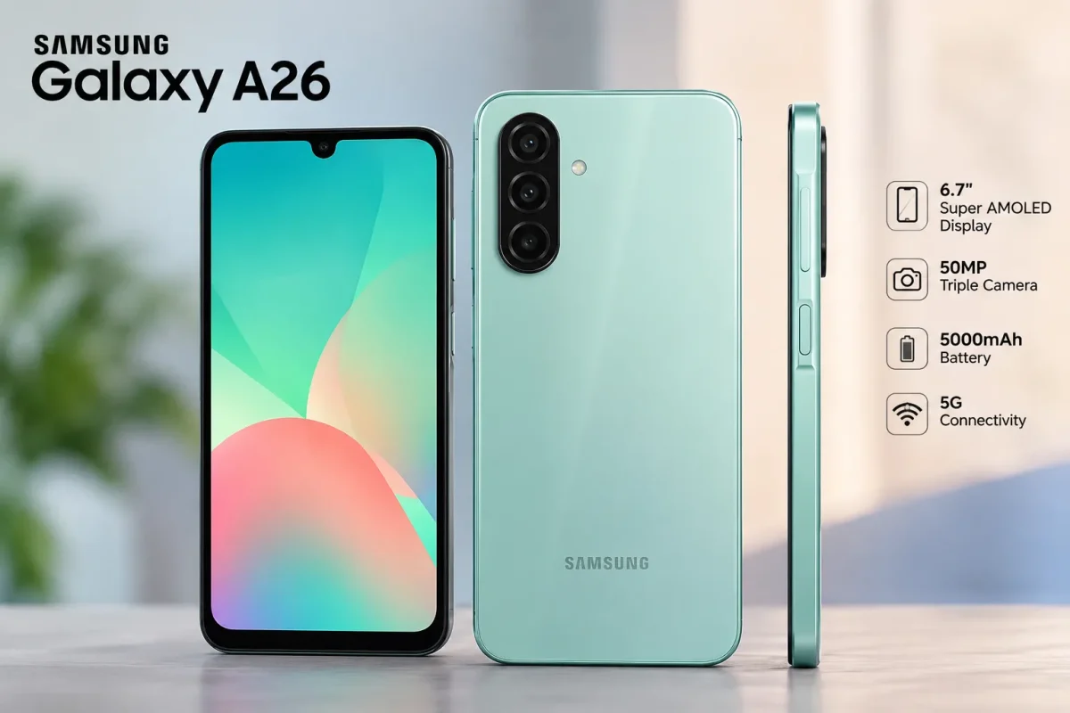 تصویر طراحی بدنه و ظاهر گوشی سامسونگ Galaxy A26