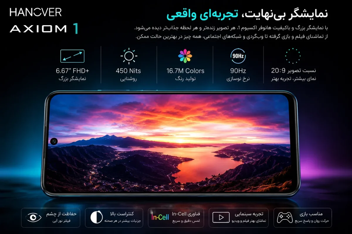 کیفیت نمایشگر هانوفر Axiom 1 تصویر نمایشگر و تجربه بصری گوشی هانوفر اکسیوم 1