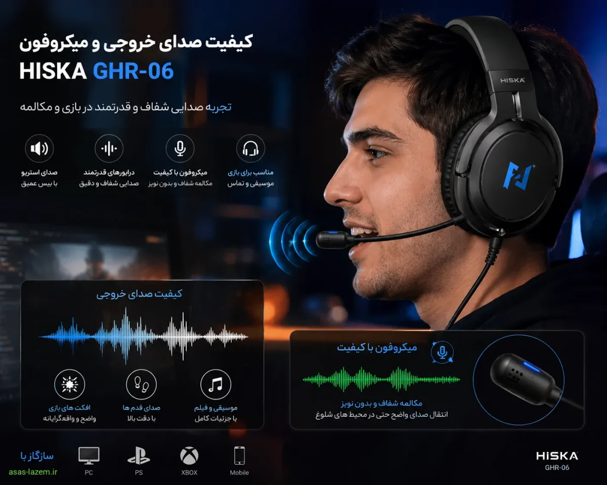 کیفیت صدای خروجی و میکروفون هدست Hiska GHR-06 در حال مکالمه