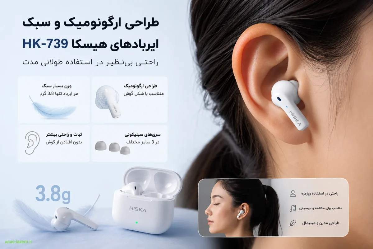 طراحی ارگونومیک و سبک ایربادهای هندزفری هیسکا اچ کا 739