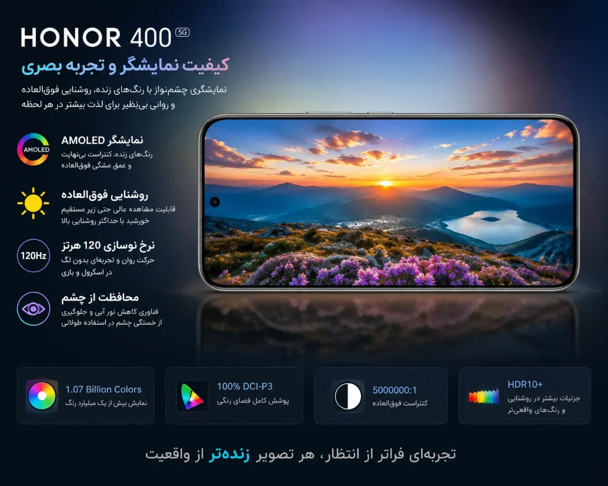 کیفیت نمایشگر و تجربه بصری گوشی آنر 400