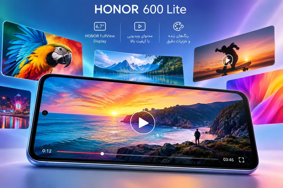 صفحه نمایش گوشی آنر 600 Lite در حال نمایش تصاویر رنگارنگ و ویدیو