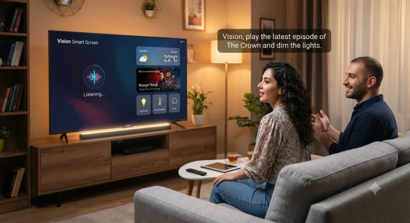 قابلیت‌های هوش مصنوعی و کنترل صوتی در تلویزیون Vision Smart Screen