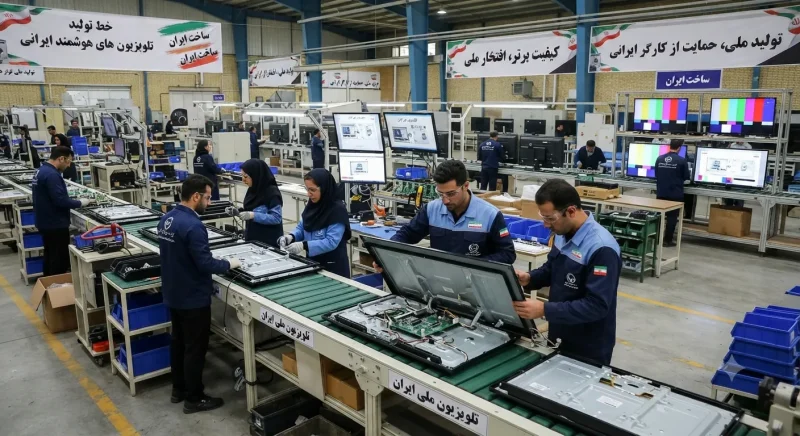 خط تولید و مونتاژ تلویزیون های ایرانی در کارخانه