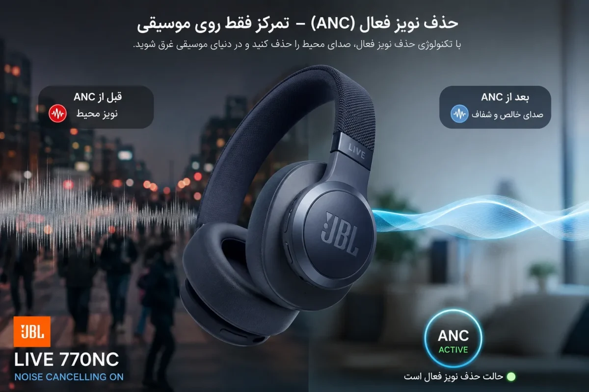 فعال بودن حالت حذف نویز در هدفون JBL Live 770NC