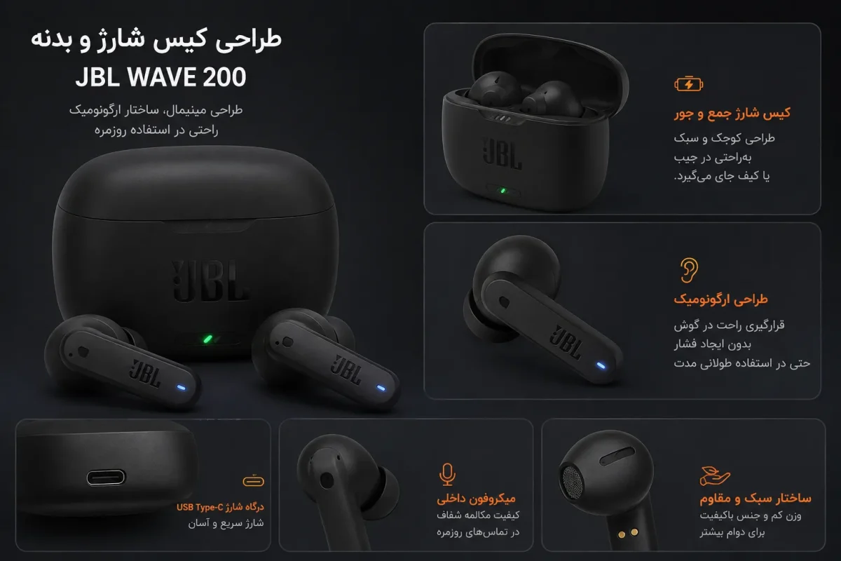 طراحی کیس شارژ و بدنه هدفون جی بی ال ویو 200