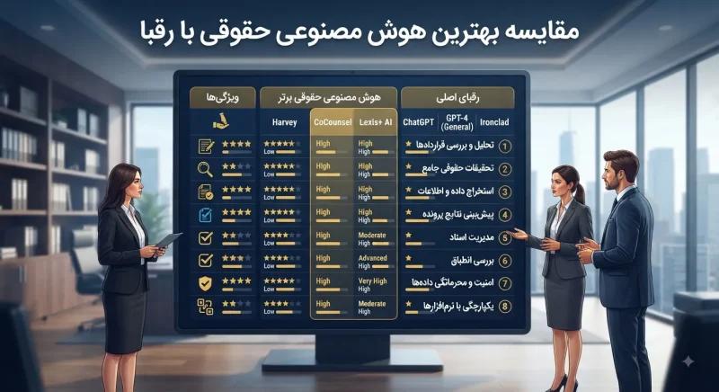 نمودار مقایسه بهترین هوش مصنوعی حقوقی با رقبا