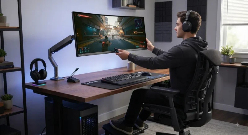 تنظیمات ارگونومیک و پایه مانیتور فوق‌عریض لنوو Legion