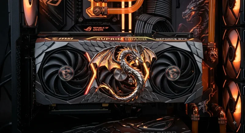 طراحی کارت گرافیک RTX 5080 SUPRIM DRACO EPIC EDITION با الهام از اژدها