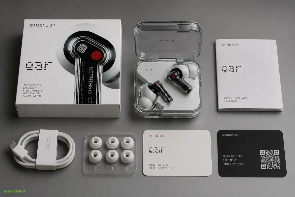 بسته بندی کامل هدفون بلوتوثی ناتینگ مدل Ear