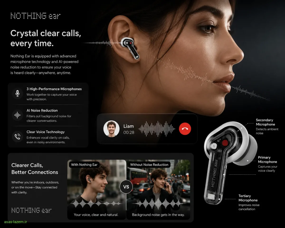کیفیت تماس و میکروفون‌های Nothing Ear