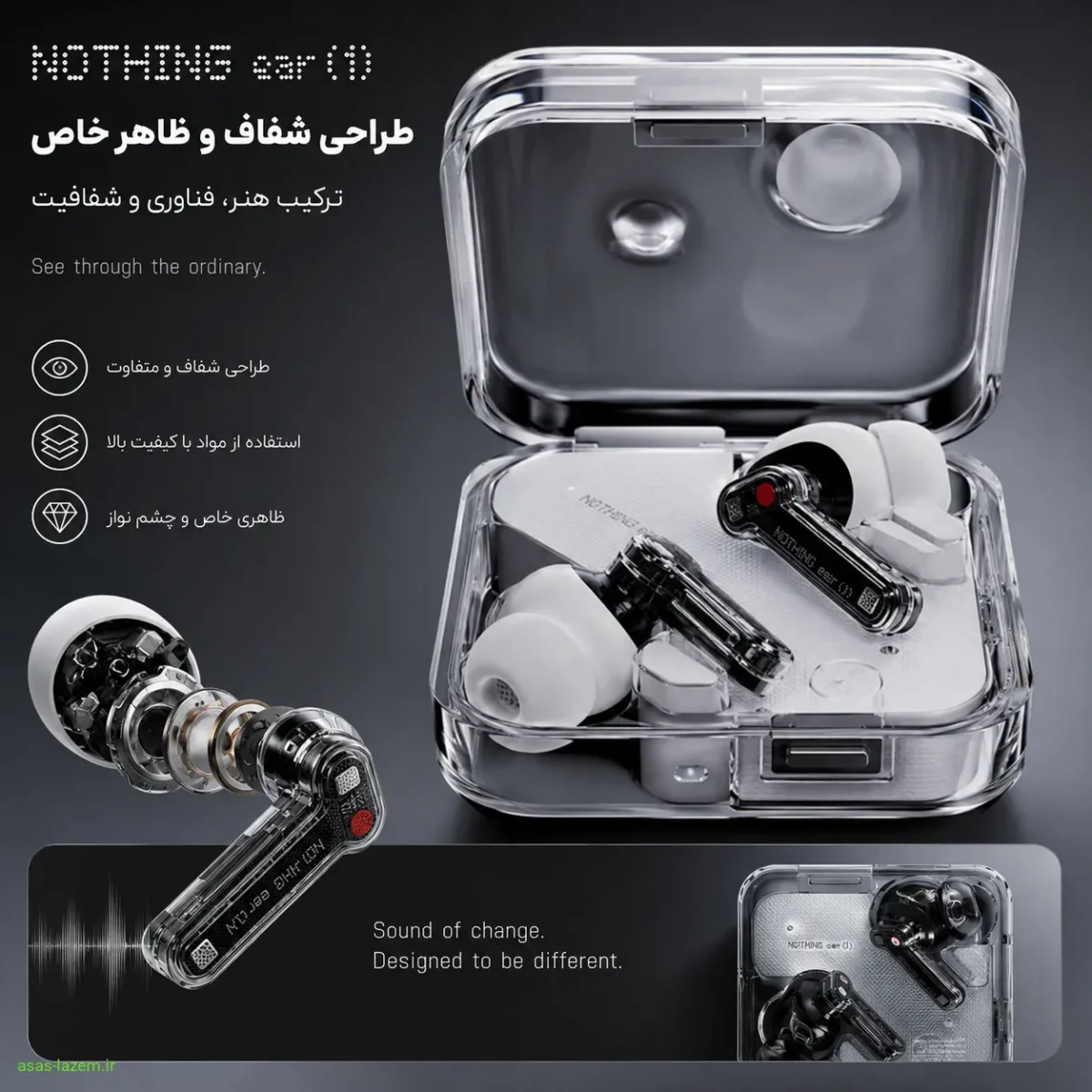 طراحی شفاف و ظاهر خاص هدفون ناتینگ 1