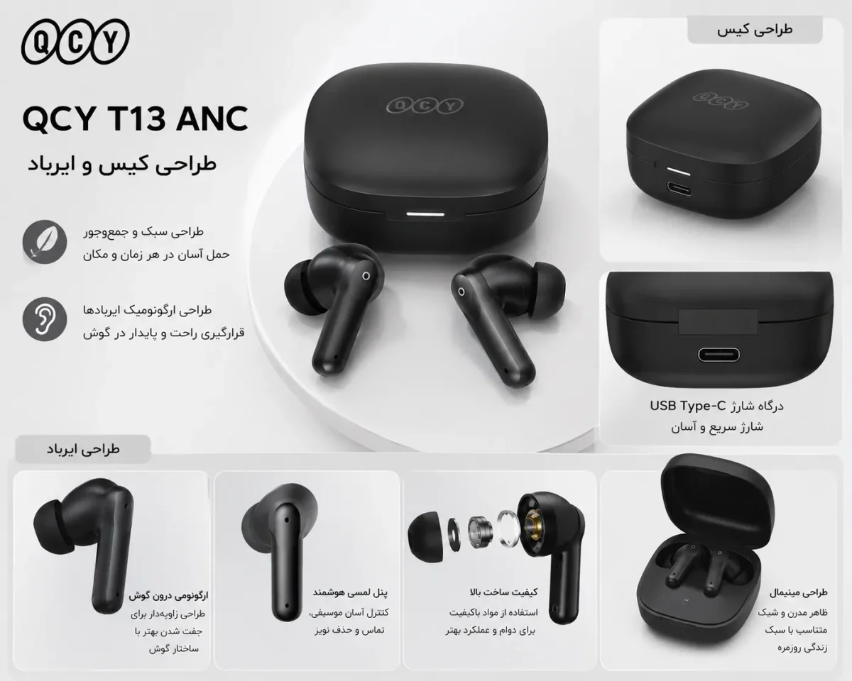 طراحی کیس و ایرباد هدفون کیو سی وای تی 13 ای ان سی