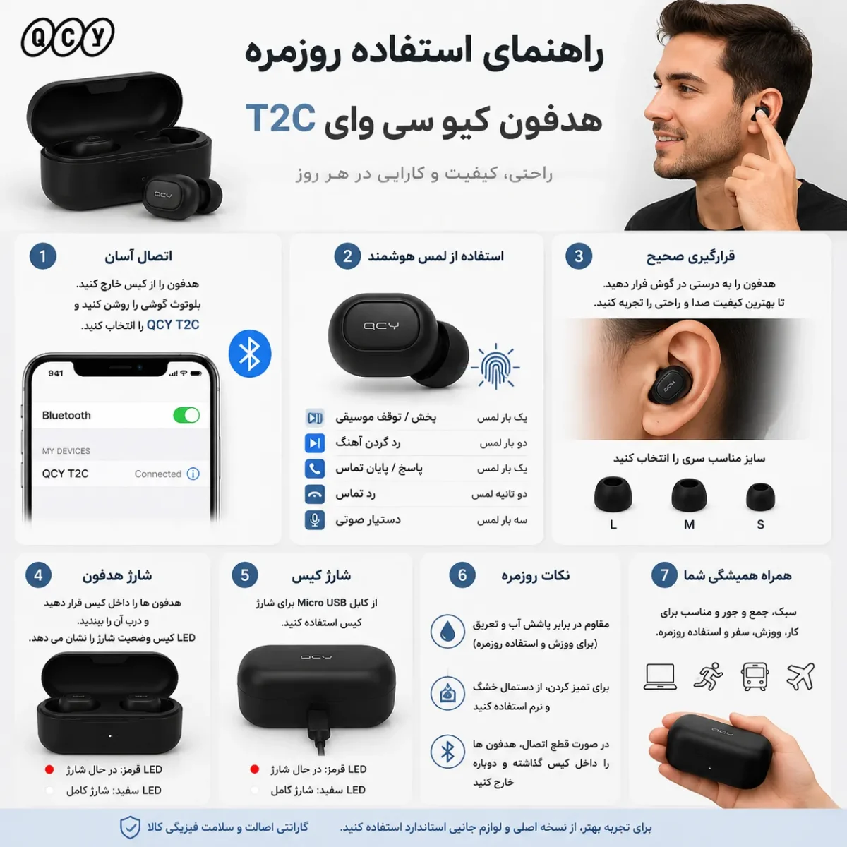 راهنمای استفاده روزمره از هدفون کیو سی وای T2C