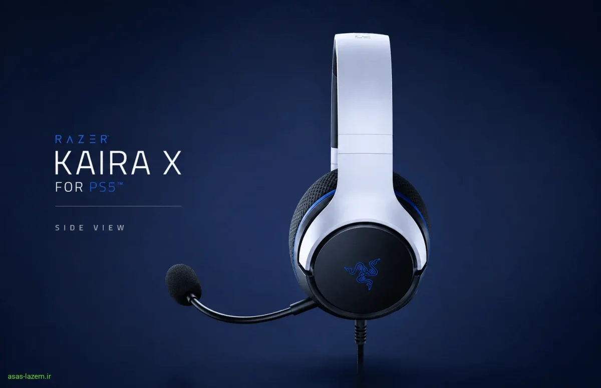 طراحی و کیفیت ساخت هدست Razer Kaira X نمای جانبی هدست ریزر کایرا ایکس برای PS5