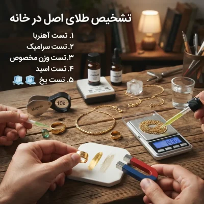 تشخیص طلای اصل در خانه؛ ۱۰ روش سریع و کاربردی برای تست طلا