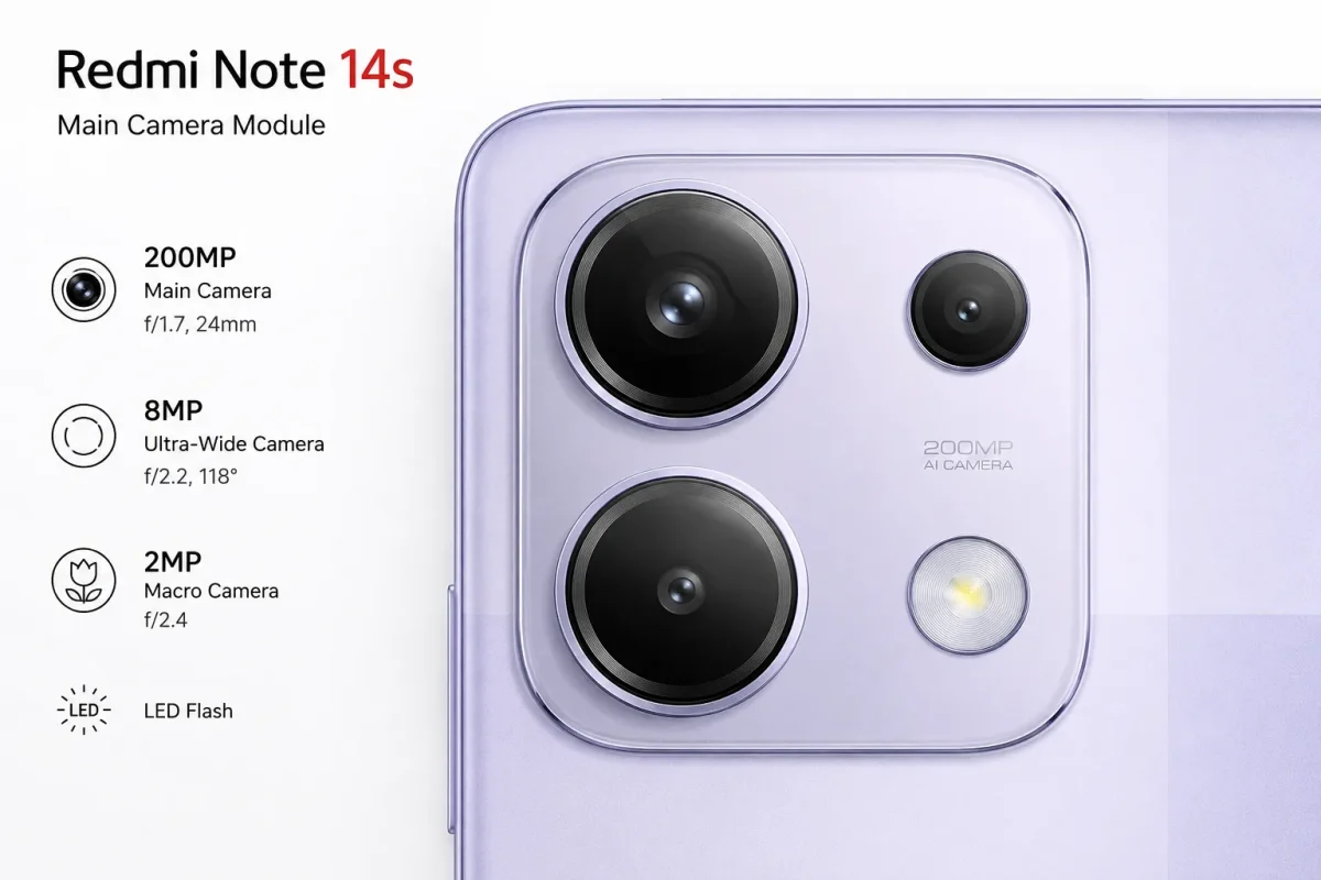 ماژول دوربین اصلی گوشی شیائومی Redmi Note 14s با کیفیت بالا