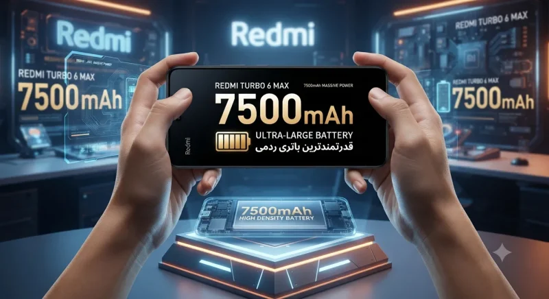 نمایش ظرفیت بزرگ‌ترین باتری ردمی در گوشی ردمی توربو ۶ مکس
