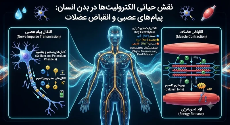 نقش حیاتی الکترولیت‌ها در ارسال پیام‌های عصبی و انقباض عضلات بدن انسان