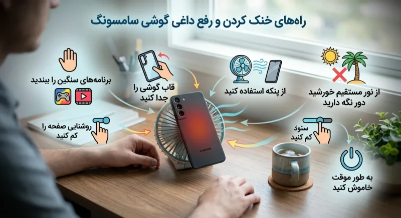 راه‌های خنک کردن و رفع داغی گوشی سامسونگ