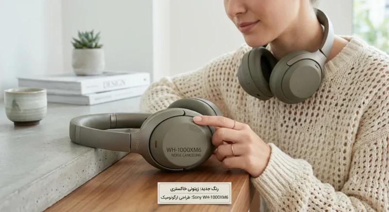 رنگ جدید زیتونی خاکستری هدفون سونی WH-1000XM6 با طراحی ارگونومیک