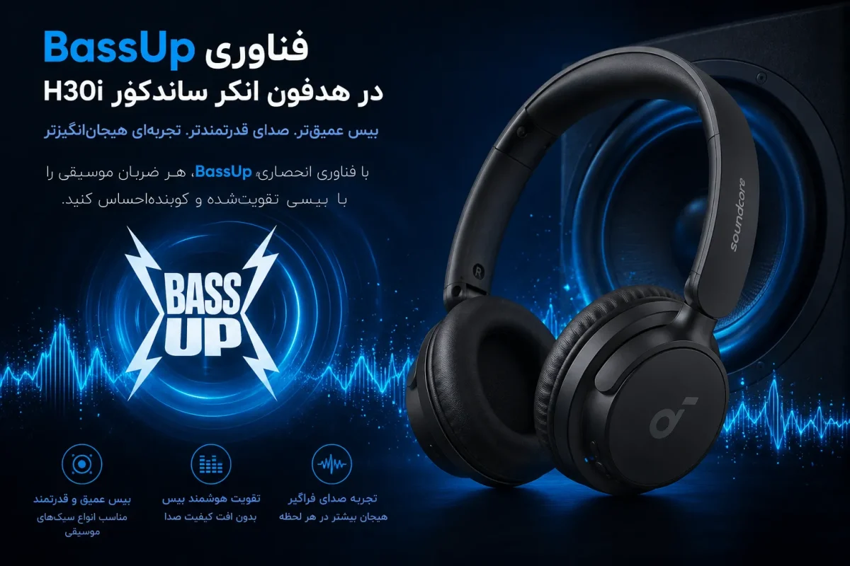 فناوری BassUp در هدفون انکر ساندکور H30i با بیس تقویت شده