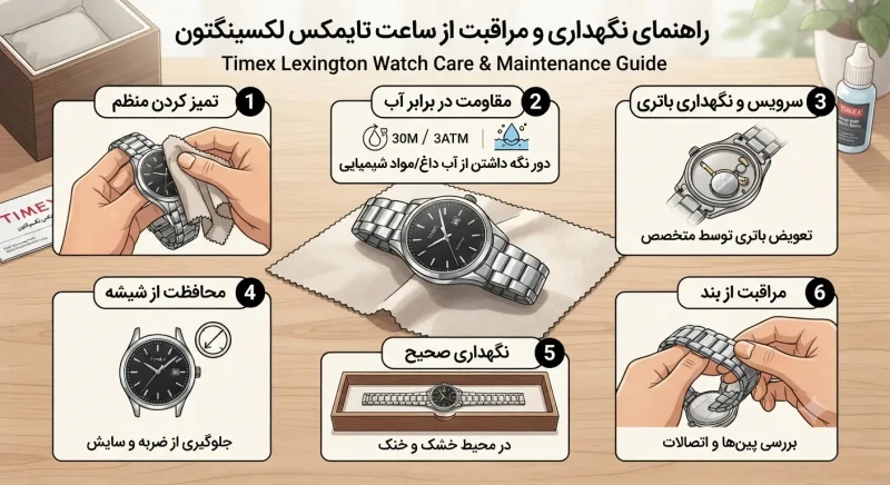 راهنمای نگهداری و مراقبت از ساعت تایمکس لکسینگتون