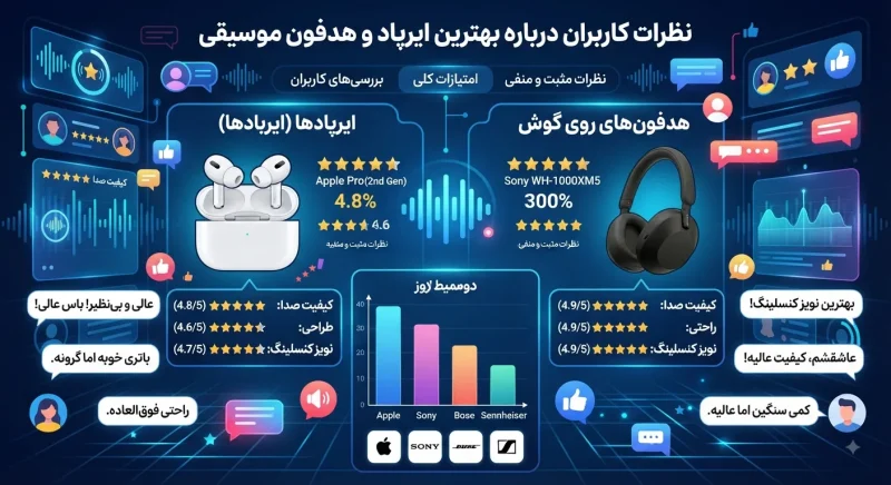 نظرات کاربران در مورد بهترین ایرپاد و هدفون موسیقی