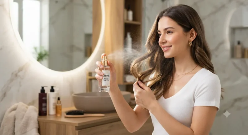 روش صحیح اسپری کردن عطر مو برای محافظت از تارهای مو