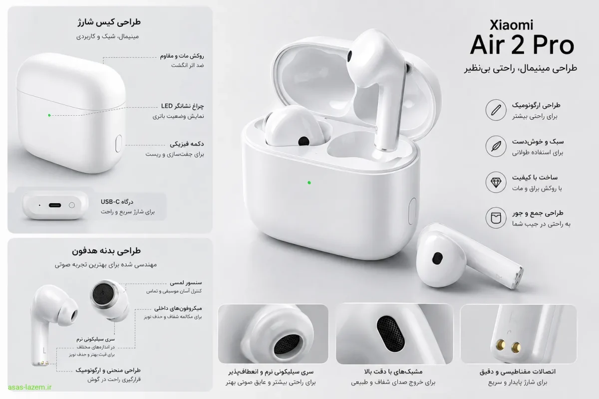 طراحی کیس و بدنه هدفون شیائومی ایرفون 2 پرو