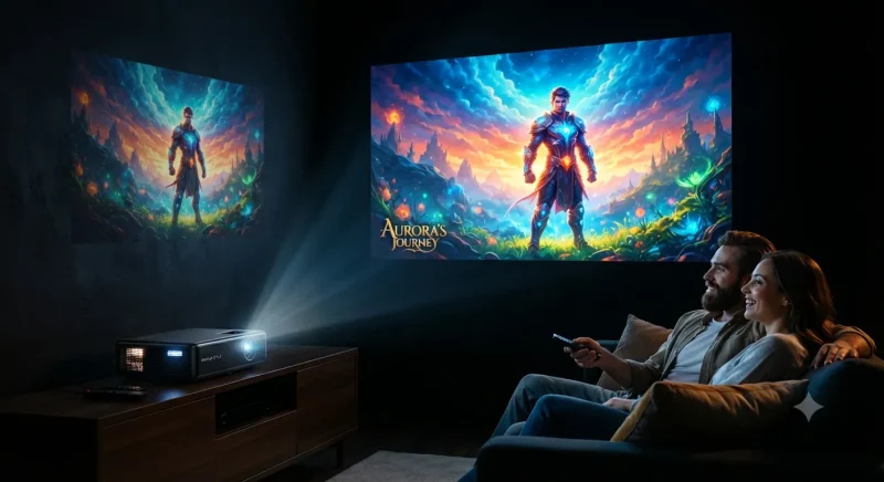 نمودار مقایسه پروژکتور هوشمند زبرونیکس PixaPlay 72 Plus با رقبا از نظر روشنایی، صدا و امکانات