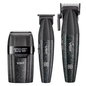 ماشین اصلاح موی سر و صورت شارژی وی جی ار مدل V-640 s3 مجموعه 3 عددی