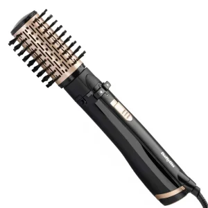 سشوار برس‌دار چرخشی 1000 وات بابیلیس مدل AS964ROE، موتور DC، وزن 1050 گرم، دارای سری برس‌دار گرد باریک، سری برس‌دار تخت، سری چرخشی، سری دندانه‌دار با ویژگی صاف‌کنندگی، با قابلیت فناوری تولید یون
