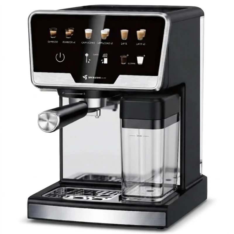 اسپرسوساز نیمهصنعتی 1700 میلیلیتری مباشی مدل ME-ECM2507 تماماتوماتیک با فشار بخار 20 بار و بدنه استیل و پلاستیک