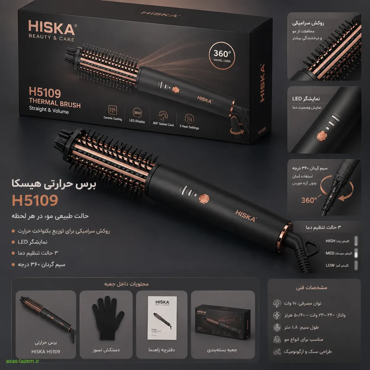 بسته‌بندی و طراحی کامل برس حرارتی هیسکا H5109