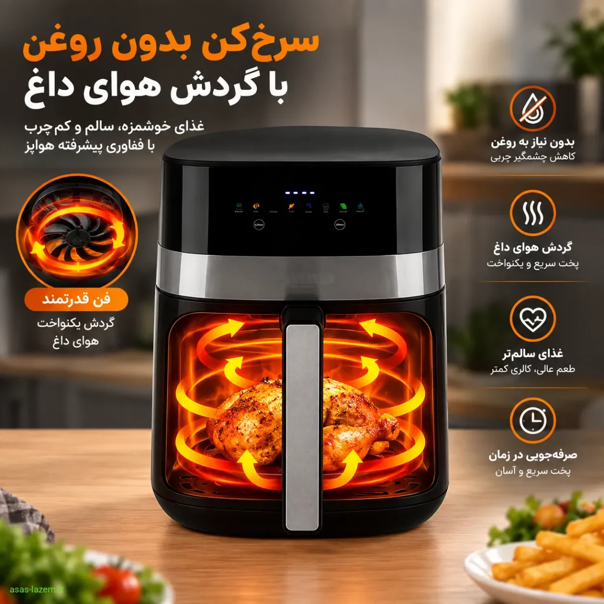 فناوری سرخ‌کن بدون روغن و گردش هوای داغ