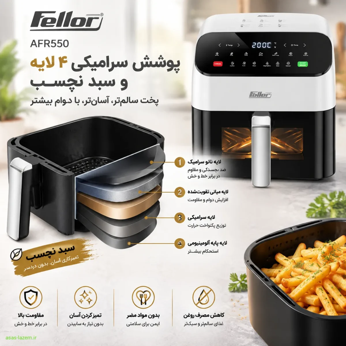 پوشش سرامیکی ۴ لایه و سبد نچسب هواپز فلر AFR550