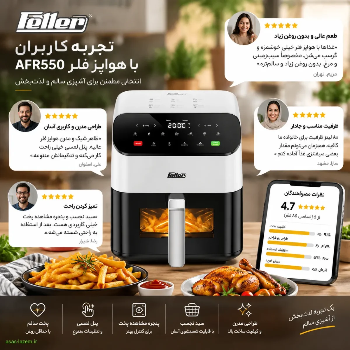 تجربه کاربری و نظرات مصرف‌کنندگان هواپز فلر AFR550
