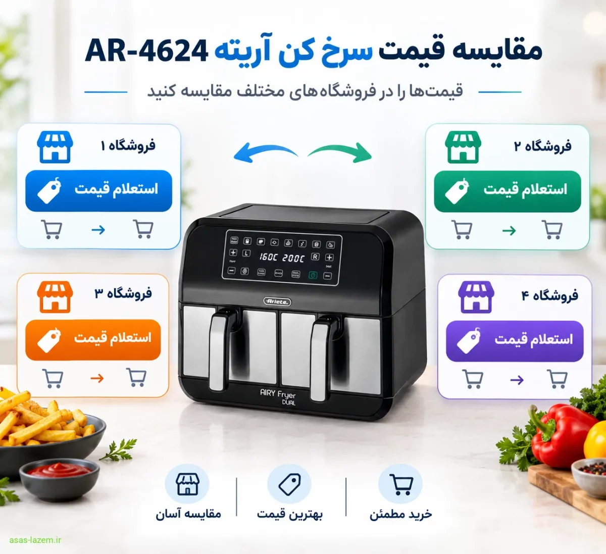 مقایسه قیمت سرخ کن آریته AR-4624 در فروشگاه‌های مختلف