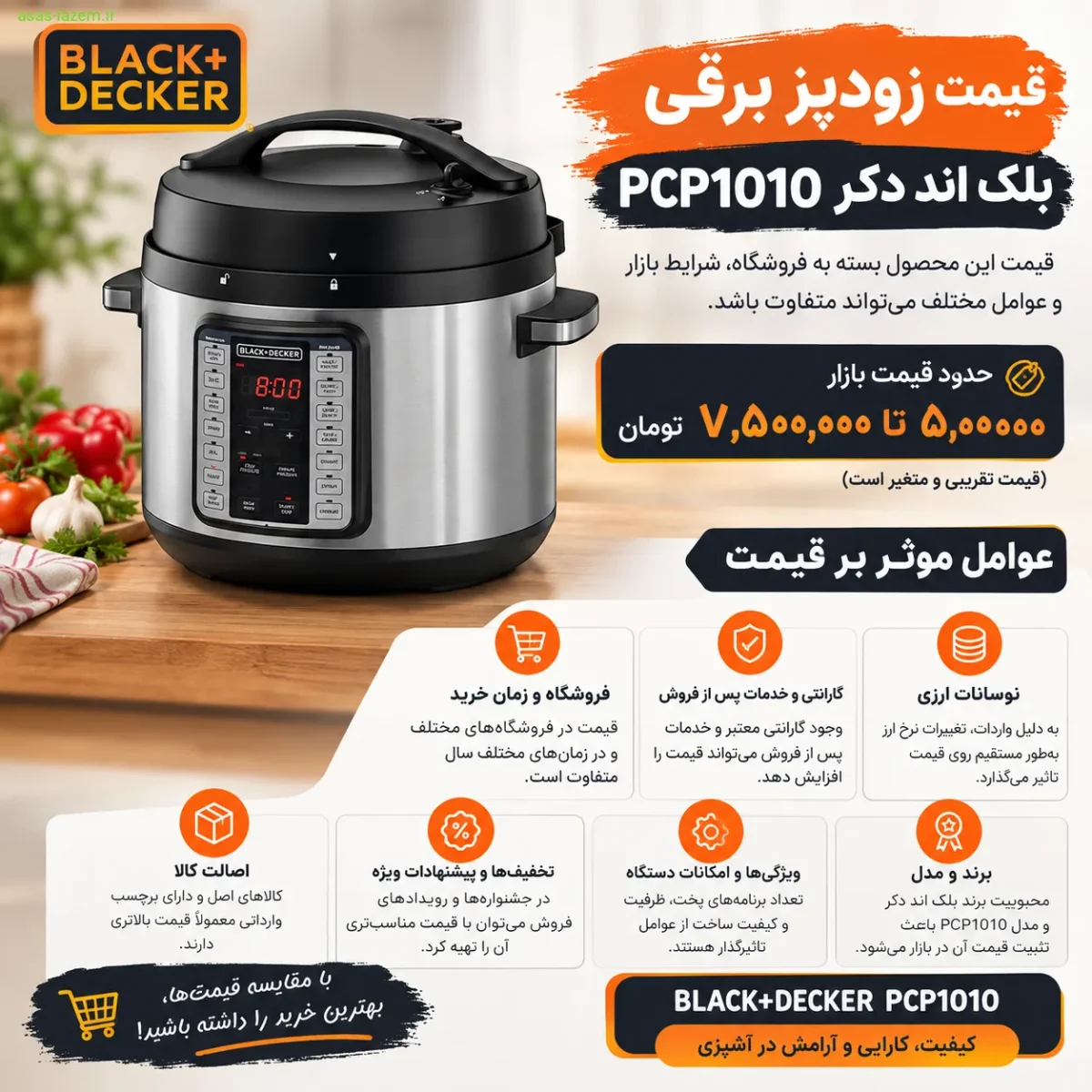 قیمت زودپز برقی بلک اند دکر PCP1010 و عوامل موثر