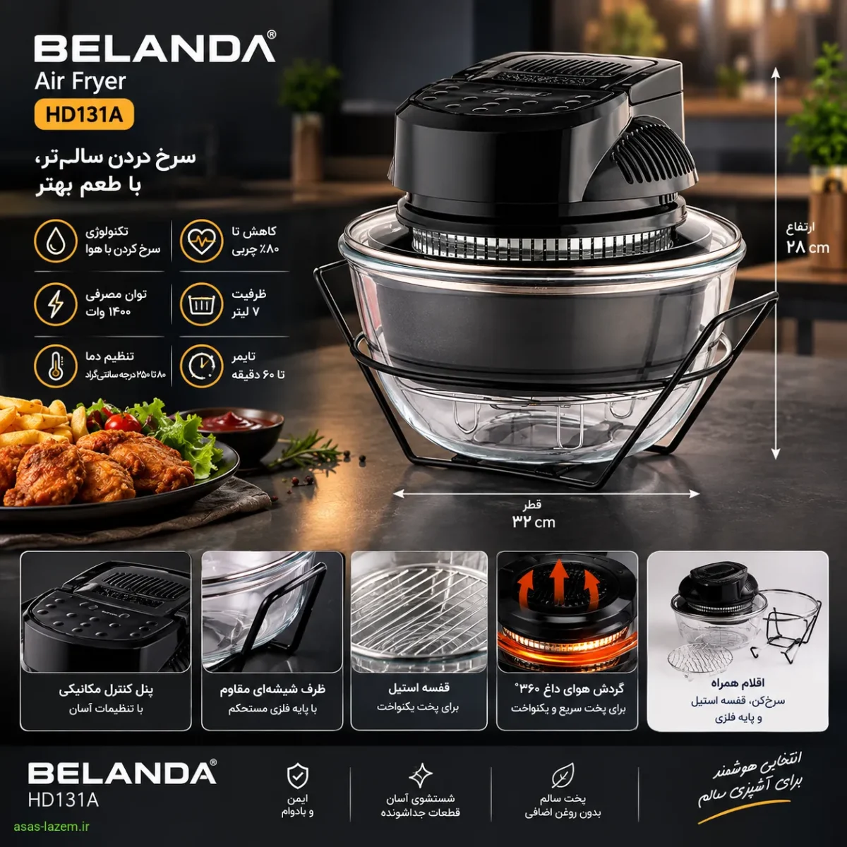 مشخصات فنی و ظاهری سرخ کن بلندا HD131A