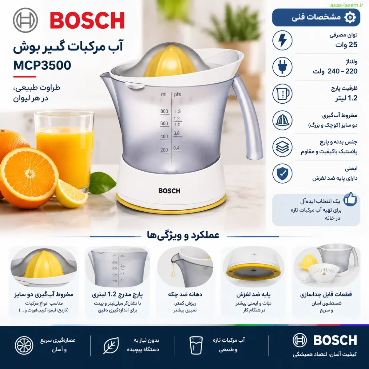 مشخصات فنی و عملکرد آب مرکبات گیر بوش MCP3500