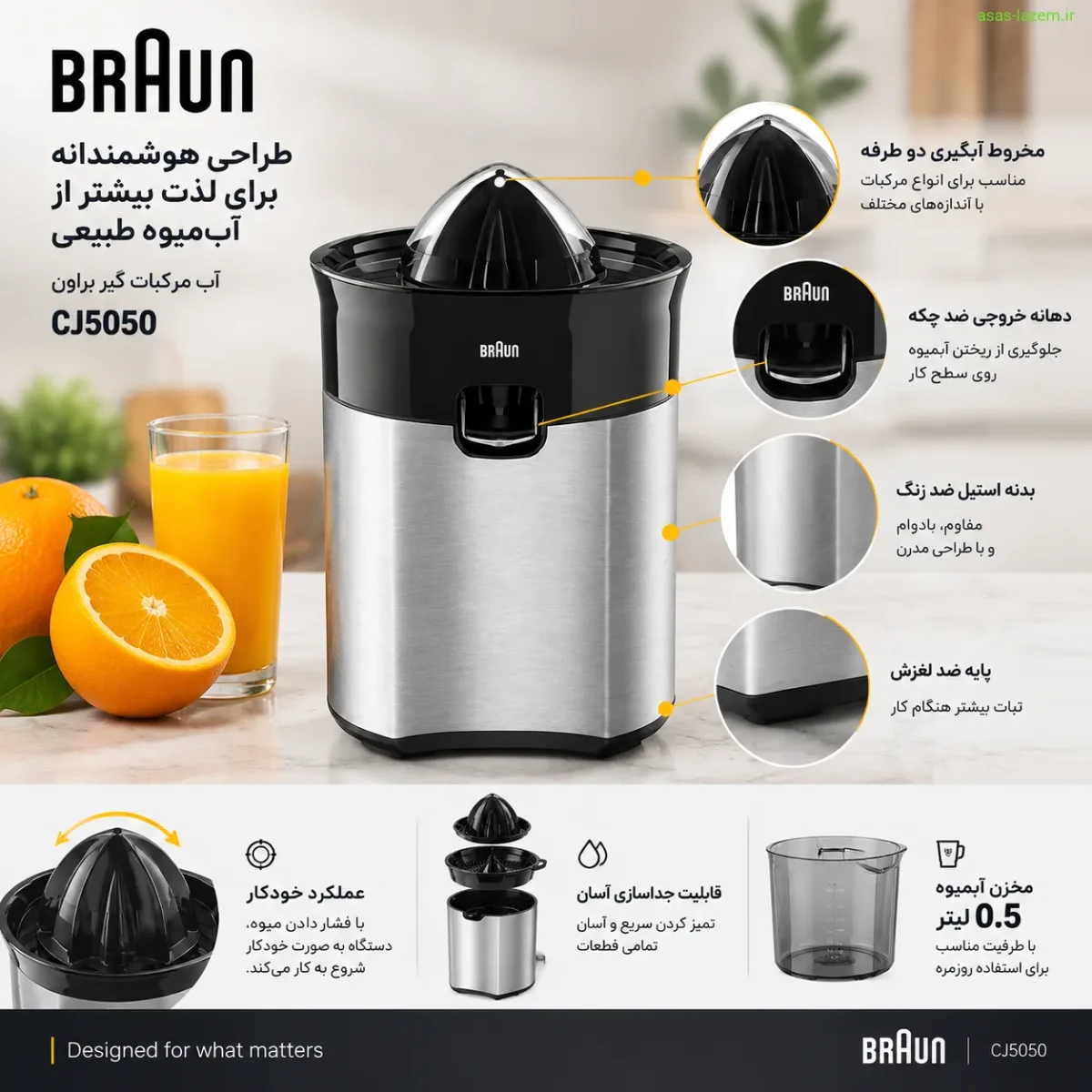 طراحی و ساختار ظاهری آب مرکبات گیر براون CJ5050