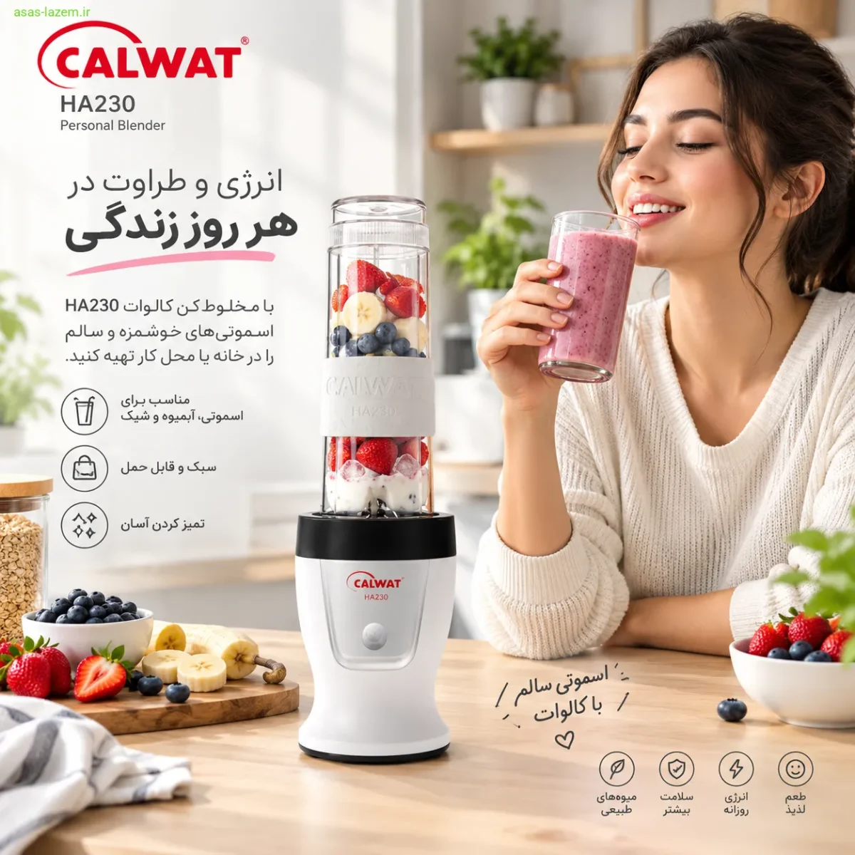 استفاده روزمره از مخلوط کن کالوات HA230 برای تهیه اسموتی