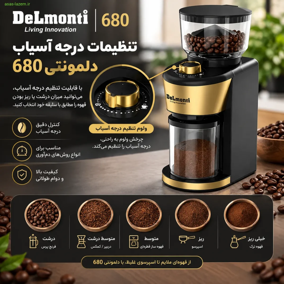 تنظیمات درجه آسیاب دلمونتی 680