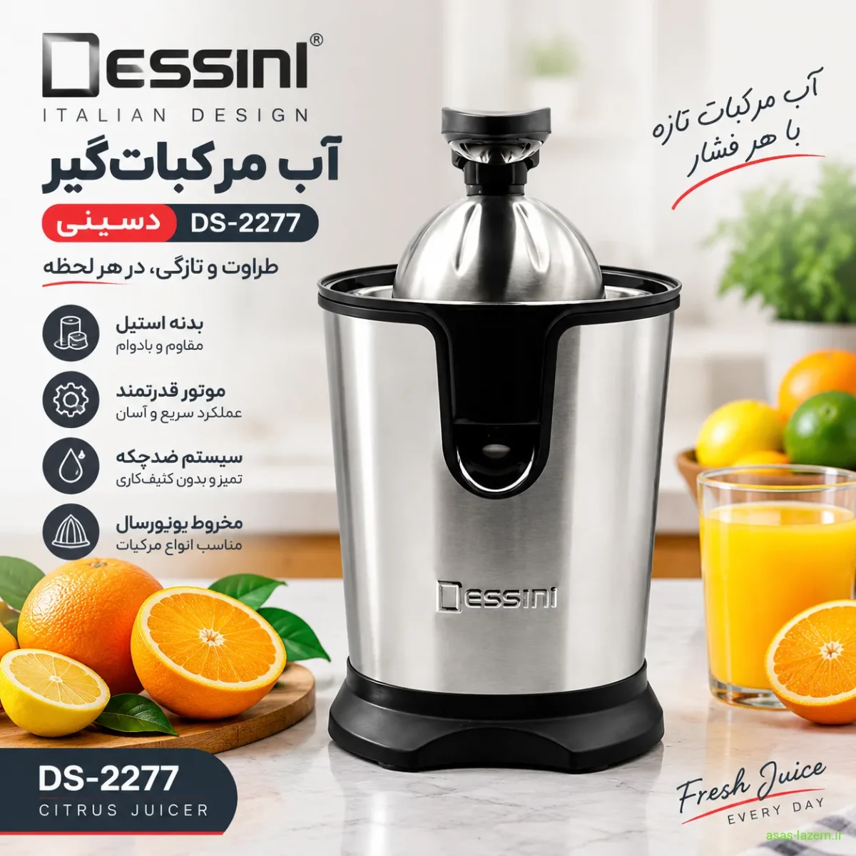 نمای کلی آب مرکبات گیر دسینی DS-2277 با بدنه استیل