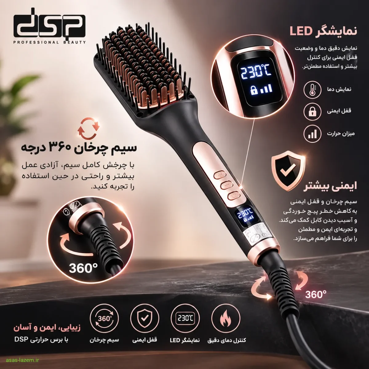 امکانات ایمنی برس حرارتی dsp-11009 سیم چرخان و نمایشگر LED برس حرارتی DSP برای ایمنی بیشتر
